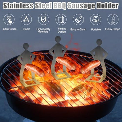 5PCS Funny BBQ Stand Man Hot Dog Holder, Standing Man Sausage Barbecue Rack - Image 2