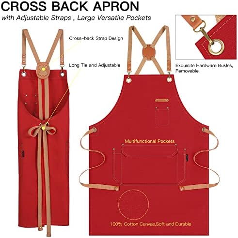 Genixart Chef Apron Men Women, Kitchen Aprons Cooking, BBQ - Image 3