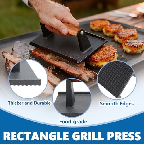Cast Iron Square Burger Press&Rectangle Meat Press - Image 5