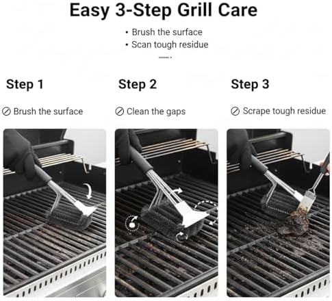 Grill Brush with Scraper, 18 Inch One-Piece BBQ Cleaner - Image 4