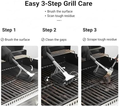 Grill Brush with Scraper, 18 Inch One-Piece BBQ Cleaner - Image 4