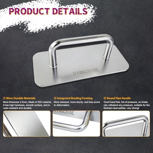 Stainless Steel Burger Press, 9 Inch Smash Burger Press, 2.5mm Non-Stick Smooth - Image 4