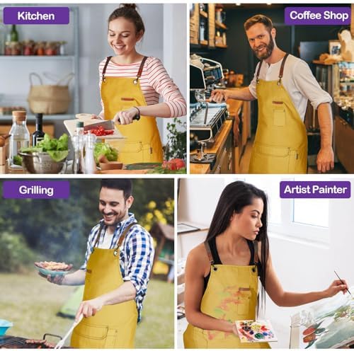 Genixart Chef Apron Men Women, Kitchen Aprons Cooking, BBQ - Image 6