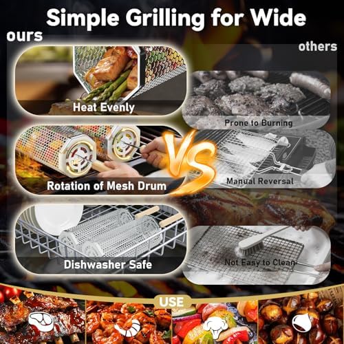 Octagonal Grill Basket, Heavy Duty Stainless Steel Grill Baskets - Image 5