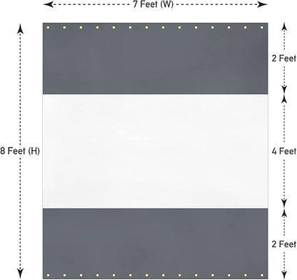 Covers & All Outdoor Clear Panel Curtain, 12 oz Vinyl Outdoor Curtains for Patio, Weather Resistant Waterproof Tarp with Brass Grommets for Pergola, Porch, Gazebos, Balcony (8'H x 7'W Feet, Gray)