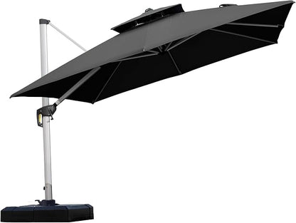 PURPLE LEAF Cantilever Patio Umbrellas 10' x 10' Square Double Top, 3-Yr by PURPLELEAF