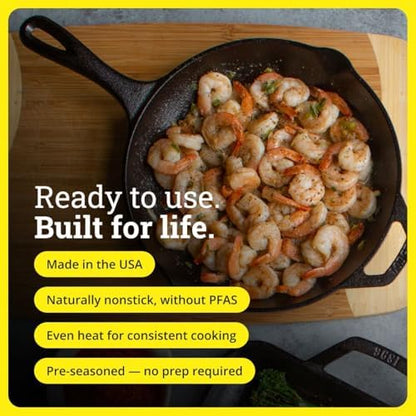 Lodge Pre-Seasoned Cast Iron Skillet Set, 10.25 and 12 Inches - Image 3