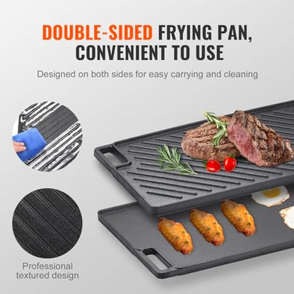 VEVOR Reversible Grill/Griddle, 9.7"x16.7" Pre-Seasoned Cast Iron Griddle - Image 5