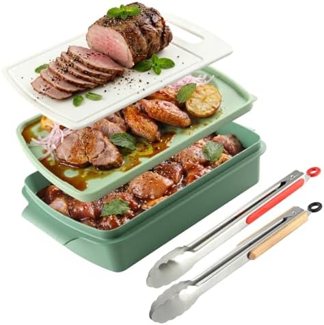 Sunmei Grill Prep and Serving Trays, 3-in-1 Stackable BBQ Food Tray, Serving by Sunmei