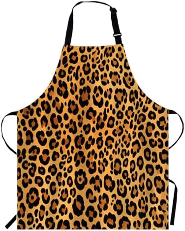 WONDERTIFY Leopard Print Apron, Wild Animal Leopard Skin Cheetah Pattern Bib by WONDERTIFY
