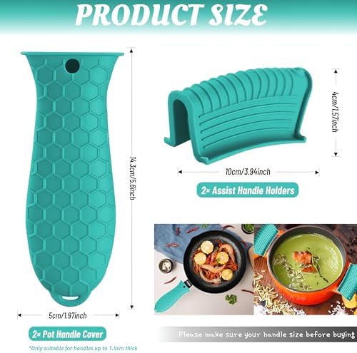 4 Pack Silicone Hot Handle Holder Cover Cast Iron Handle Cover Silicone Pot - Image 3