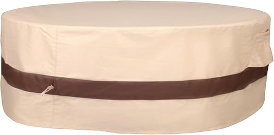 Round Patio Furniture Cover, Heavy Duty and Waterproof for Outdoor Furniture covers, Round outdoor table cover, Patio table cover 72"DIA x 27.5"H Beige