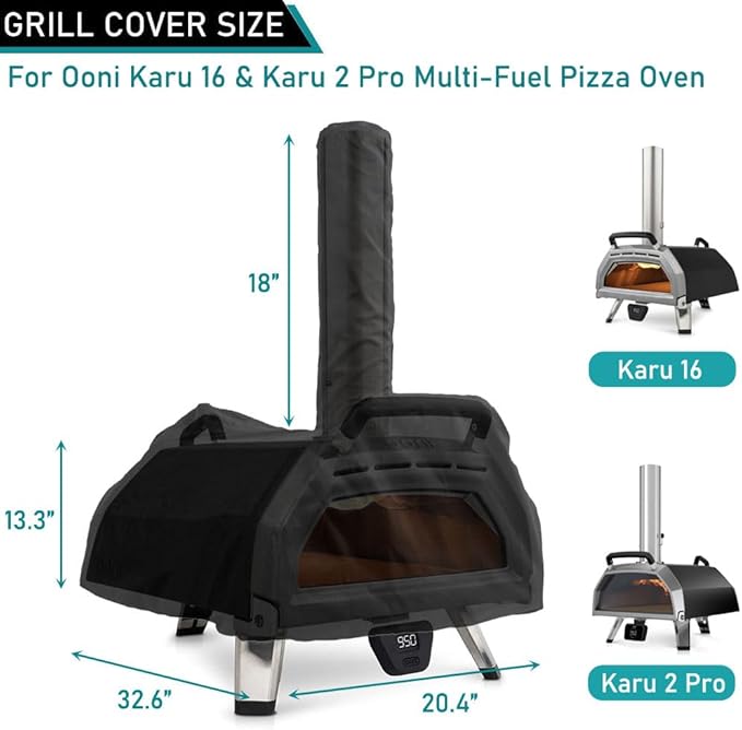 ZJYWSCH Pizza Oven Cover for Ooni Karu 16 & Karu 2 Pro Multi-Fuel Pizza Oven 600D Heavy Duty Portable Multifuel Pizza Oven Cover for Ooni Karu 16 Karu 2 Pro Outdoor Waterproof