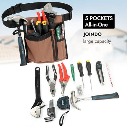 5-Pocket Tool Belt for Men, Durable Canvas Construction, Adjustable Belt - Image 4
