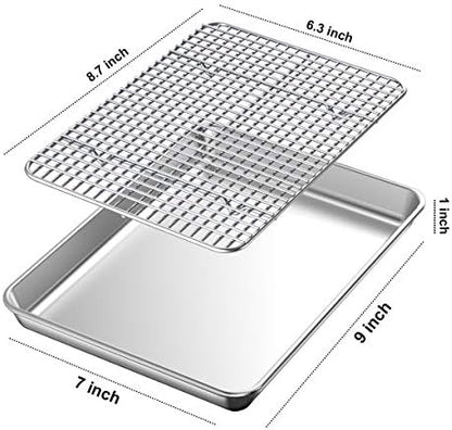 Baking Sheet with Rack Set, Wildone Stainless Steel Cookie Sheet Baking Pan - Image 2