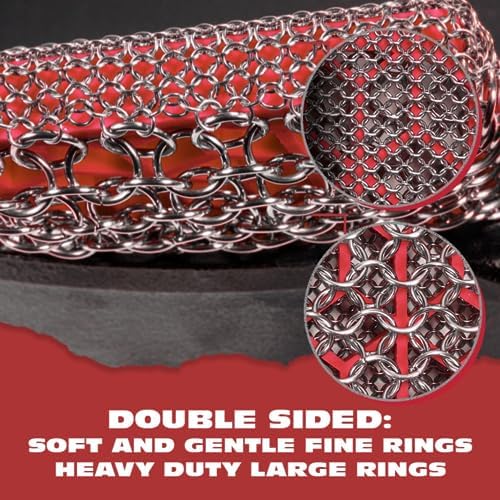 Knapp Made Premium Cast Iron Cleaner, 2-in-1 Combo Chainmail Scrubber - Image 3