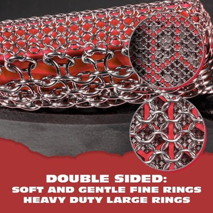 Knapp Made Premium Cast Iron Cleaner, 2-in-1 Combo Chainmail Scrubber - Image 3