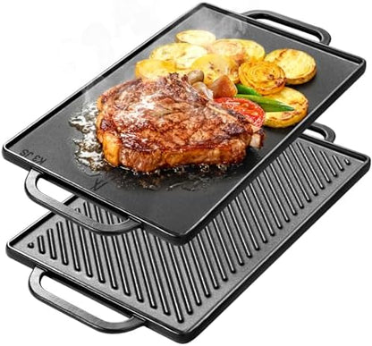 GasSaf Cast Iron Griddle 15x9 Inch, Reversible Double-Sided 2-in-1 Griddle Plate - Image 3