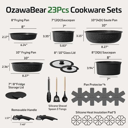 23 Pcs Pots and Pans Set Non Stick, Detachable Handle Cookware - Image 2