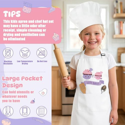Kids Apron and Chef Hat Set, Funny Adjustable Kitchen Apron - Image 4