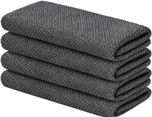 100% Cotton Waffle Weave Kitchen Towels, 4 Pack Dish Cloths by FreeNook