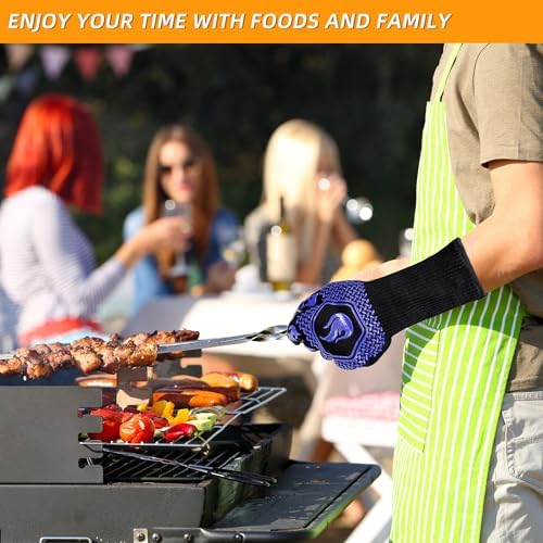 BBQ Gloves 1472F Heat Resistant Non-Slip Silicone 2 Pairs - Image 4