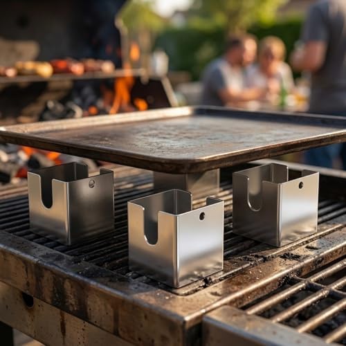 Stainless Steel BBQ Spacer Grill Mat Stand Set, Creates 2.5 Cm Gap Between Fire - Image 4
