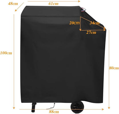 Charcoal Grills Cover for Large Charcoal Grills with Side Shelf, Waterproof Outdoor Grill Cover BBQ Grill Cover Barbeque Grill Cover (Cover Only) - 34" L×19" W×39" H, Black