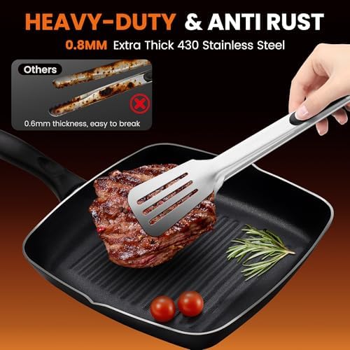 14-inch & 12-Inch Grill Tongs for Cooking, Extra Long Grilling Tongs - Image 3