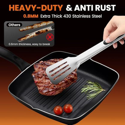 14-inch & 12-Inch Grill Tongs for Cooking, Extra Long Grilling Tongs - Image 3