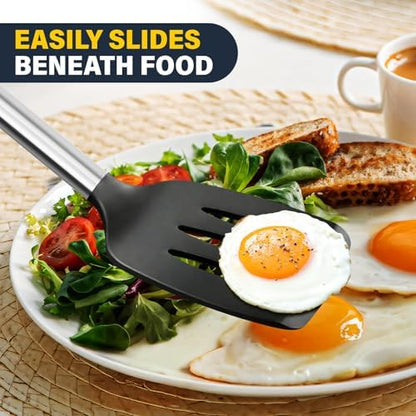 2 Pack Silicone Spatula Set, Solid & Slotted Turner - Image 5