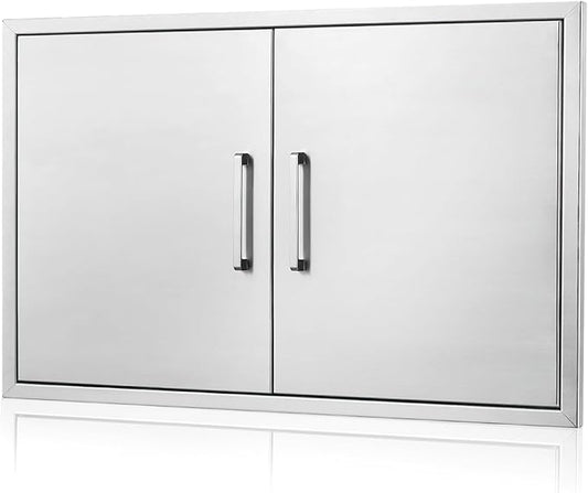 Outdoor Kitchen Door, 33" W21 H Outdoor Kitchen Access Door, Stainless Steel BBQ Double Door, Available for Outdoor Kitchen Island or Outdoor Kitchen