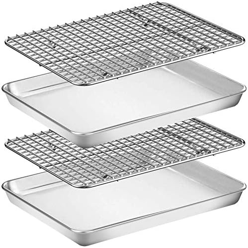 Baking Sheet with Rack Set, Wildone Stainless Steel Cookie Sheet Baking Pan by Wildone