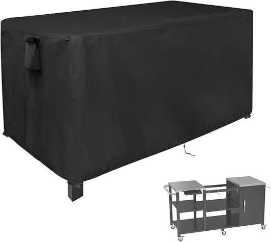 Outdoor Table Cover for Grill Station Prep Table, 64 inch Grill Table Cover Waterproof for Big Green Egg Table,Black-64"L x 24"W x 31"H