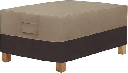 Easy-Going Patio Coffee Table Cover Small Outdoor Rectangular Table Cover, UV Resistant Waterproof Patio Furniture Ottoman Cover (48" Lx28 Wx16 H, Camel/Dark Brown)