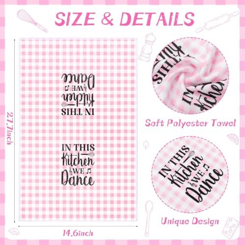 R HORSE 5 Pack Funny Pink Check Kitchen Dish Towels - Image 3