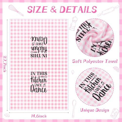 R HORSE 5 Pack Funny Pink Check Kitchen Dish Towels - Image 3