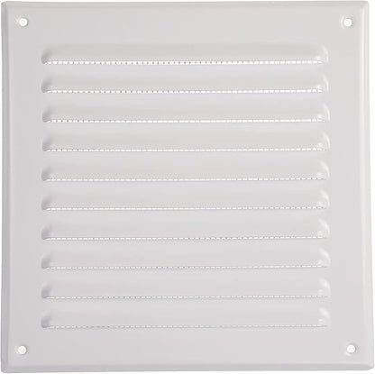 Vent Systems - 6 x 6 Inch (Inner) Pack of 10 White Metal Square Soffit Air Vent Grille Cover, Register Vent Deflector Louver Built-in Mesh HVAC for Bathroom Home Office Kitchen 8" x 8" (Outer)