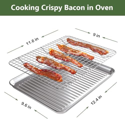Quarter Baking Sheet Pan Cooling Rack Set, Stainless Steel 2 Pans + 2 Racks - Image 3
