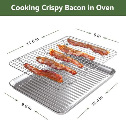 Quarter Baking Sheet Pan Cooling Rack Set, Stainless Steel 2 Pans + 2 Racks - Image 3