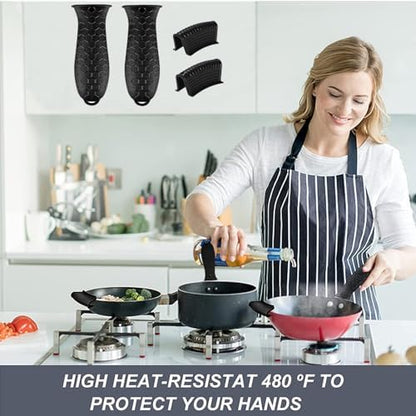 4 Pcs Non-Slip Silicone Hot Handle Holder & Assist Grips, Potholder - Image 7