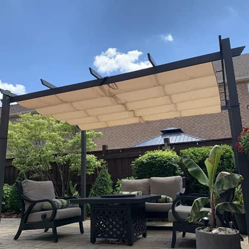 PURPLE LEAF Outdoor Pergola 10' X 10' Retractable Canopy Aluminum, Custom Shade by PURPLELEAF