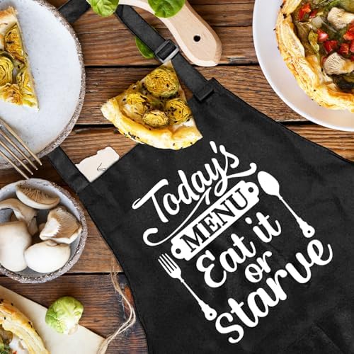 Funny Aprons for Women Men, Adjustable Black Grilling Cooking Baking Apron - Image 4