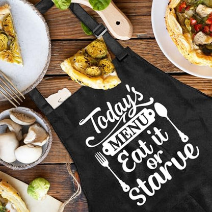 Funny Aprons for Women Men, Adjustable Black Grilling Cooking Baking Apron - Image 4