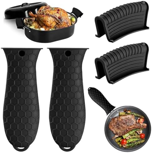4 Pack Silicone Hot Handle Holder Cover Cast Iron Handle Cover Silicone Pot by Dazzhues