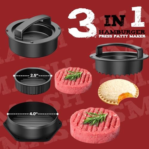 Grilliance Smash Burger Press Kit, 3 in 1 Hamburger Press Patty Maker, Flat top - Image 5