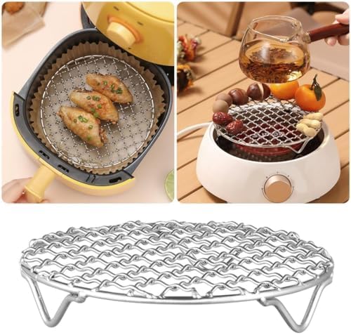 8 Inch Round Cooking Rack with 3 Legs, Stainless Steel Stackable Barbecue Wire - Image 7