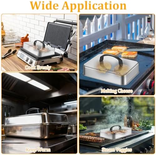 2pcs Rectangular Basting Cover, Stainless Steel Cheese Melting Dome Basting - Image 7