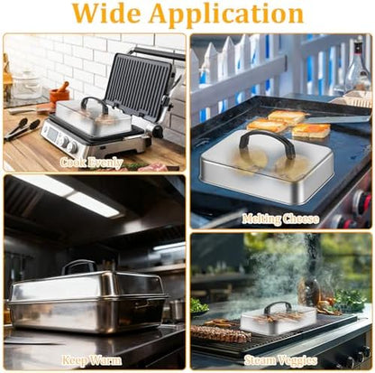 2pcs Rectangular Basting Cover, Stainless Steel Cheese Melting Dome Basting - Image 7
