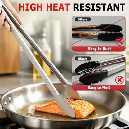 Grill Tongs 17 Inch Extra Long Stainless Steel BBQ Tongs - Image 2